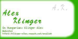 alex klinger business card